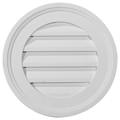 16 in. x 16 in. Round Primed Polyurethane Paintable Gable Louver Vent - Super Arbor