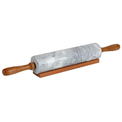 Marble Rolling Pin White with Wooden Rest - Super Arbor