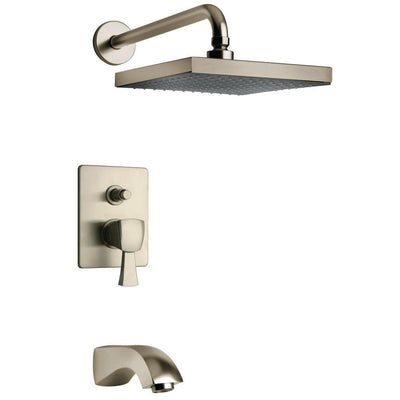 Lady 2-Handle 1-Spray Tub and Shower Faucet with 8 in. Rain Shower Head in Brushed Nickel (Valve Included) - Super Arbor