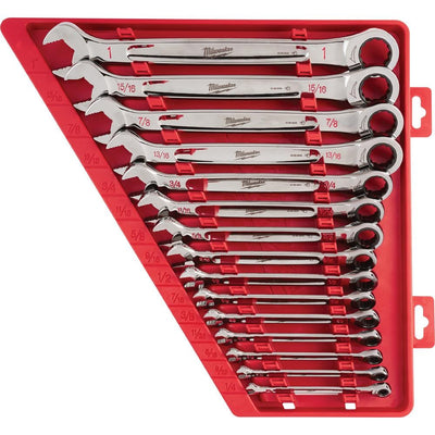 SAE Combination Ratcheting Wrench Mechanics Tool Set (15-Piece) - Super Arbor