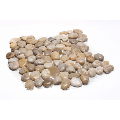 Rain Forest 12 in. x 12 in. White Mid-Polish Pebble Stone Floor and Wall Tile (5.0 sq. ft. / case)