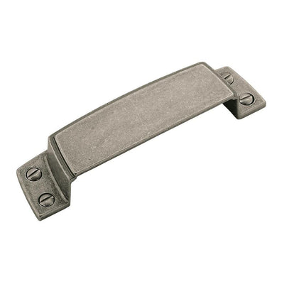 Highland Ridge 3-1/2 in (89 mm) Center-to-Center Aged Pewter Cabinet Drawer Cup Pull - Super Arbor