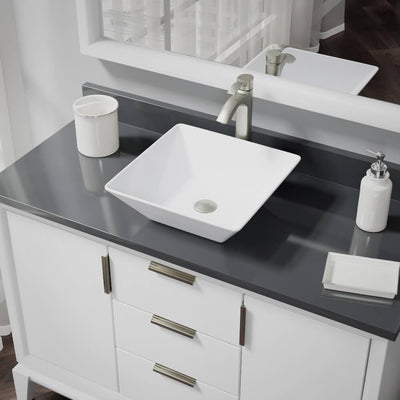 Porcelain Vessel Sink in White with 7006 Faucet and Pop-Up Drain in Brushed Nickel - Super Arbor