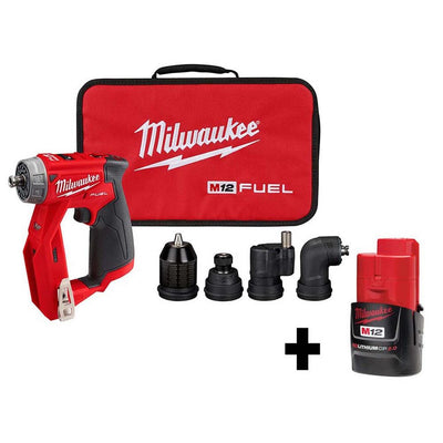 M12 FUEL 12-Volt 3/8 in. 4-in-1 Installation Lithium-Ion Brushless Cordless Drill Driver with Free M12 2.0Ah Battery - Super Arbor
