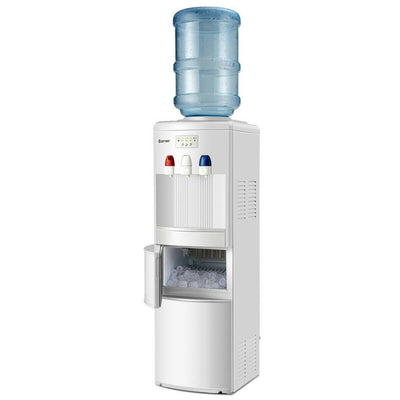 Premium Hot/Cold Top Loading Water Dispenser Built-In Ice Maker Machine Hot Cold Room Water in White - Super Arbor