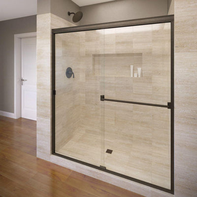 Classic 60 in. x 70 in. Semi-Frameless Sliding Shower Door in Oil Rubbed Bronze with Clear Glass - Super Arbor