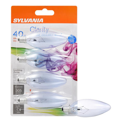 Sylvania 40-Watt B10 Clarity Incandescent Light Bulb (4-Pack) - Super Arbor