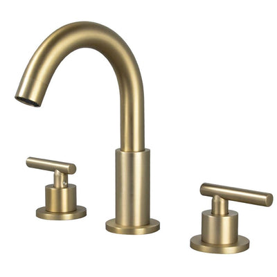 8 in. Widespread 2-Handle Mid-Arc Bathroom Faucet with Valve and cUPC Water Supply Lines in Brushed Gold - Super Arbor