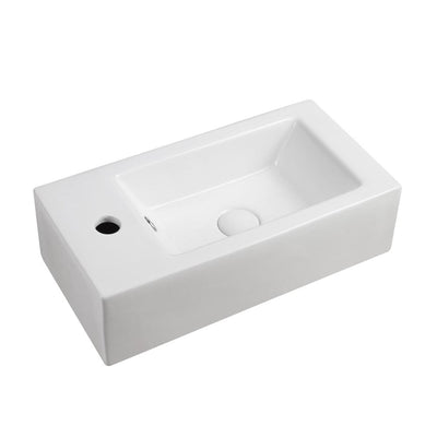 Elanti Wall-Mounted Right-Facing Rectangle Bathroom Sink in White - Super Arbor