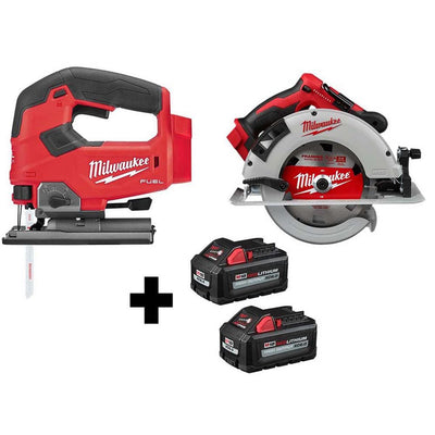 M18 FUEL 18-Volt Lithium-Ion Brushless Cordless Jig Saw and 7-1/4 in. Circular Saw with (2) 6.0Ah Batteries - Super Arbor