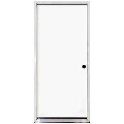 24 in. x 80 in. Premium Flush Primed White Left-Hand Outswing Steel Prehung Front Door with 4-9/16 in. Frame - Super Arbor
