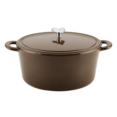 Home Collection 6 qt. Oval Cast Iron Dutch Oven in Brown Sugar with Lid - Super Arbor
