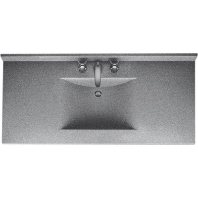 Contour 43 in. W x 22 in. D Solid Surface Vanity Top with Sink in Gray Granite - Super Arbor