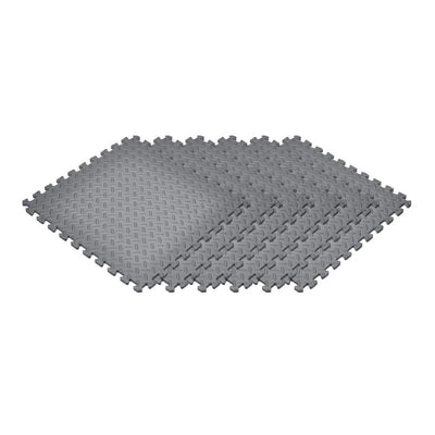 Norsk Gray 24 in. x 24 in. EVA Foam Solid Color Diamond Plate Interlocking Tile (18-Tile)