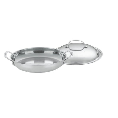 Chef's Classic 12 in. Stainless Steel Frying Pan with Lid - Super Arbor