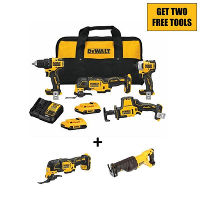 ATOMIC 20-Volt Combo Kit (4-Tool) with Free ATOMIC 20-Volt Brushless Oscillating Tool and 20-Volt Reciprocating Saw - Super Arbor