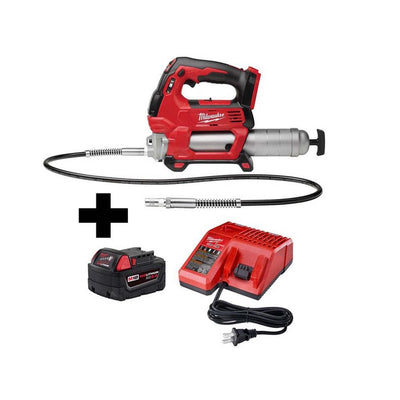 M18 18-Volt Lithium-Ion Cordless Grease Gun 2-Speed W/M18 Starter Kit W/one 5.0 Ah Battery and Charger - Super Arbor