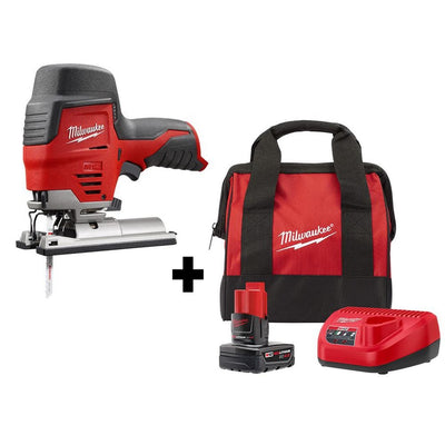 M12 12-Volt Lithium-Ion Cordless Jig Saw Kit with One 4.0 Ah Battery, Charger and Bag - Super Arbor