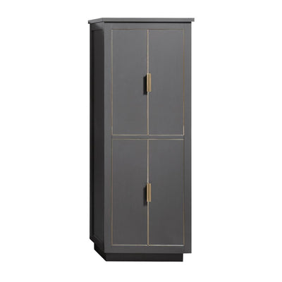 Allie 24 in. W x 16 in. D x 65 in. H Floor Cabinet in. Twilight Gray Finish with Gold Trim - Super Arbor