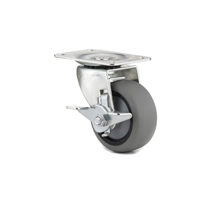 3 in. Gray Swivel with Brake plate Caster, 176.4 lb. Load Rating - Super Arbor