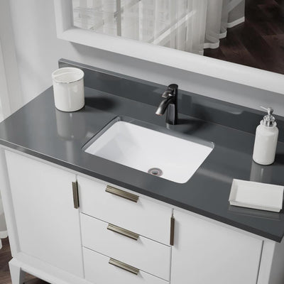 Rene Undermount Porcelain Bathroom Sink in White with Pop-Up Drain in Antique Bronze - Super Arbor