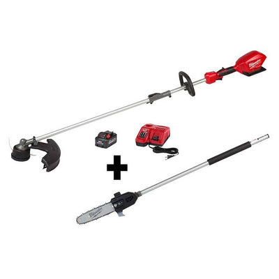 Milwaukee M18 FUEL 18-Volt Lithium-Ion Brushless Cordless String Trimmer Kit with M18 FUEL 10 in. Pole Saw Attachment - Super Arbor