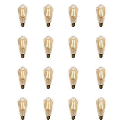 Feit Electric 60-Watt Equivalent ST19 Dimmable LED Amber Glass Vintage Edison Light Bulb With Straight Filament Warm White (16-Pack) - Super Arbor