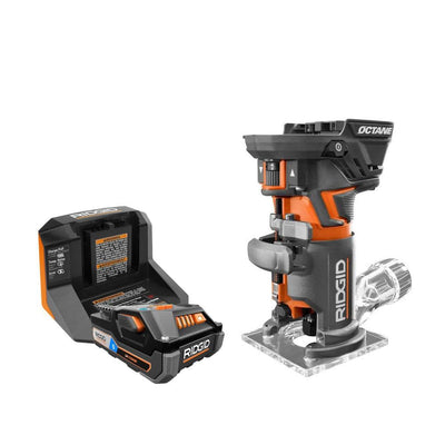 18-Volt OCTANE Cordless Brushless Compact Fixed Base Router Kit with (1) OCTANE Bluetooth 3.0 Ah Battery and Charger - Super Arbor