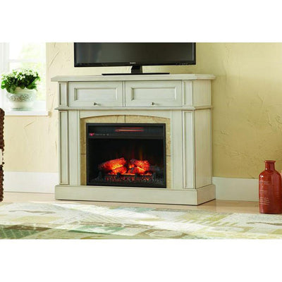 Bellevue Park 42 in. Mantel Console Infrared Electric Fireplace in Antique White - Super Arbor