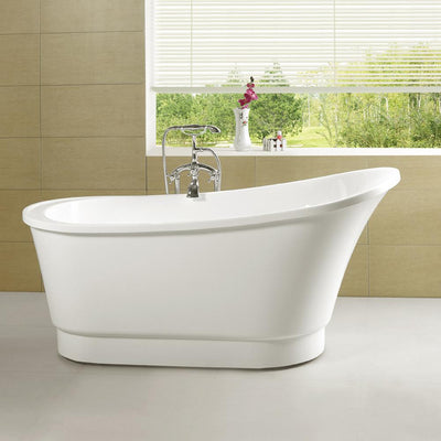Cannes 67 in. Acrylic Flatbottom Freestanding Bathtub in White - Super Arbor