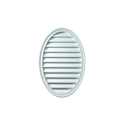 24.5 in. x 37 in. Oval White Polyurethane Weather Resistant Gable Louver Vent - Super Arbor
