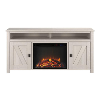 Brownwood 59.625 in. Electric Fireplace TV Console for TVs up to 60 in. in Ivory Oak - Super Arbor