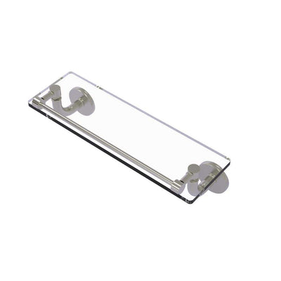 Remi Collection 16 in. Glass Vanity Shelf with Gallery Rail in Satin Nickel - Super Arbor