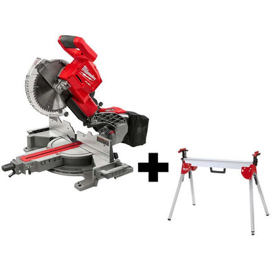 M18 FUEL 18-Volt Lithium-Ion Brushless Cordless 10 in. Dual Bevel Sliding Compound Miter Saw with Stand (Tool-Only) - Super Arbor