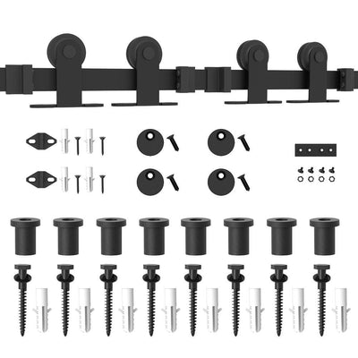 10 ft. /120 in. Top Mount Sliding Barn Door Hardware Track Kit for Double Doors with Non-Routed Floor Guide - Super Arbor