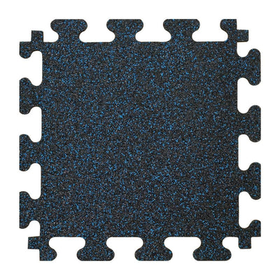 TrafficMASTER Black with Blue Flecks 18 in. x 18 in. x 0.3 in. Rubber Gym/Weight Room Flooring Tiles (14.32 sq. ft.)