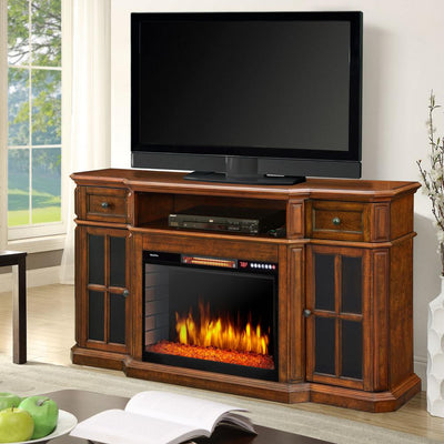 Sinclair 60 in. Bluetooth Media Electric Fireplace TV Stand in Aged Cherry - Super Arbor