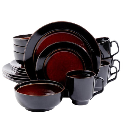 Bella Galleria 16-Piece Contemporary Black and Red Stoneware Dinnerware Set (Service for 4) - Super Arbor