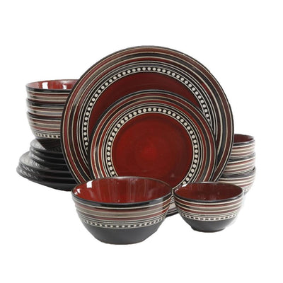 Cafe Versailles 16-Piece Casual Red Stoneware Dinnerware Set (Service for 4) - Super Arbor