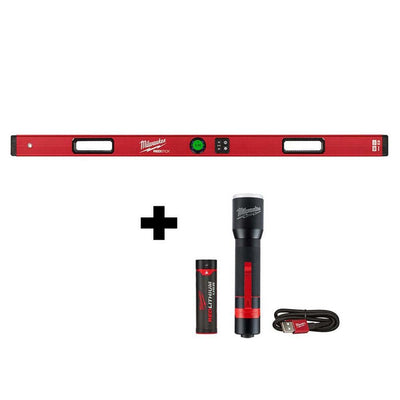 48 in. REDSTICK Digital Box Level with Pin-Point Measurement Technology W/ 700 Lumens LED Rechargeable Flashlight - Super Arbor
