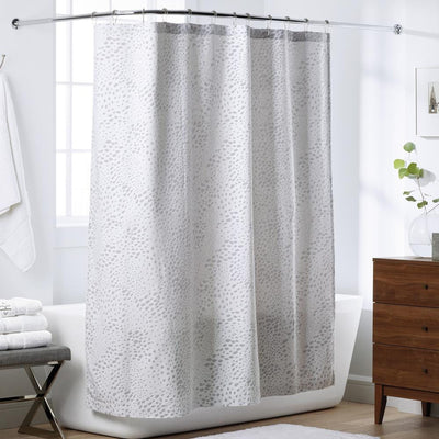 Moonstone White/Gray Geometric Cotton 72 in. Shower Curtain - Super Arbor