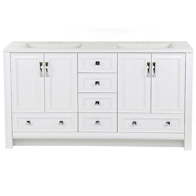 Candlesby 60 in. W x 19 in. D Bathroom Vanity in White with Cultured Marble Vanity Top in White with White Sink - Super Arbor