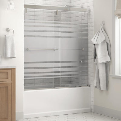 Everly 60 in. x 59-1/4 in. Mod Semi-Frameless Sliding Bathtub Door in Chrome and 1/4 in. (6mm) Transition Glass - Super Arbor