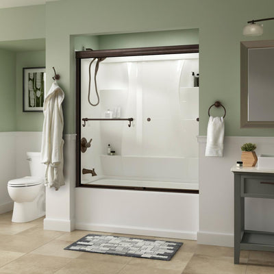 Portman 60 in. x 58-1/8 in. Semi-Frameless Traditional Sliding Bathtub Door in Bronze with Clear Glass - Super Arbor