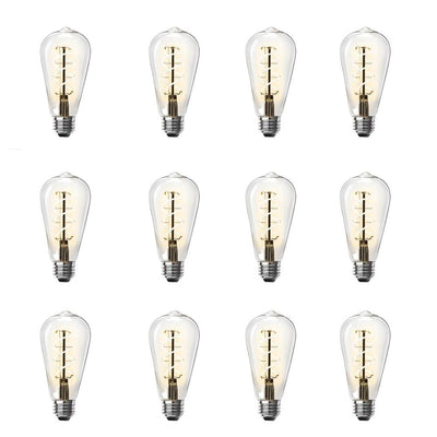 Feit Electric 60-Watt Equivalent ST19 Dimmable Clear Glass Vintage Edison LED Light Bulb with Spiral Filament Warm White (12-Pack) - Super Arbor