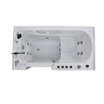 HD Series 60 in. Left Drain Quick Fill Walk-In Whirlpool and Air Bath Tub with Powered Fast Drain in White - Super Arbor