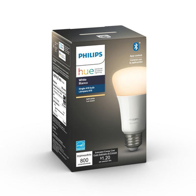 White A19 LED 60-Watt Equivalent Dimmable Smart Wireless Light Bulb with Bluetooth