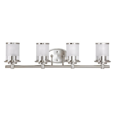 Truitt 4-Light Brushed Nickel Vanity Light with combination Clear and Etched Glass Shades