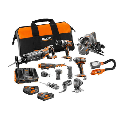 18-Volt Lithium-Ion Cordless 12-Piece Combo Kit with (1) 4.0 Ah Battery, (1) 2.0 Ah Battery, Charger, and Bag - Super Arbor