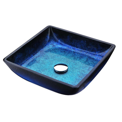 Viace Series Deco-Glass Vessel Sink in Blazing Blue - Super Arbor